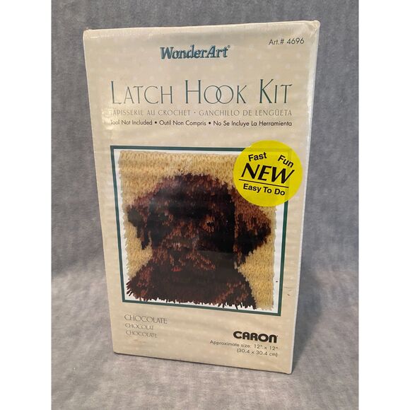 Latch Hook Kit Chocolate #4696 Dog Lab New 12" x 12" CARON WonderArt - Picture 5 of 9